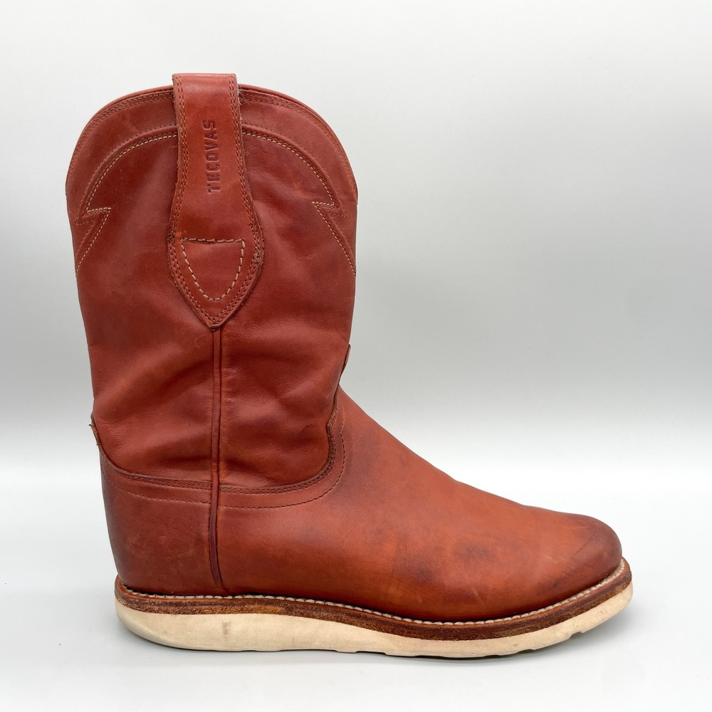 Tecovas The Knox Mens 7.5 D Rust Leather Roper Boots Vibram Wedge Sole Western